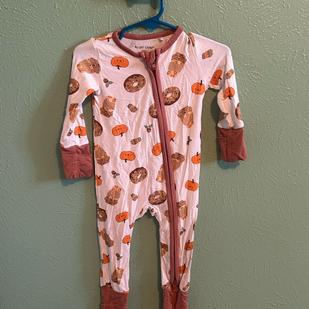 Angel Dear Tan and Orange Pumpkin spice Kids Footie